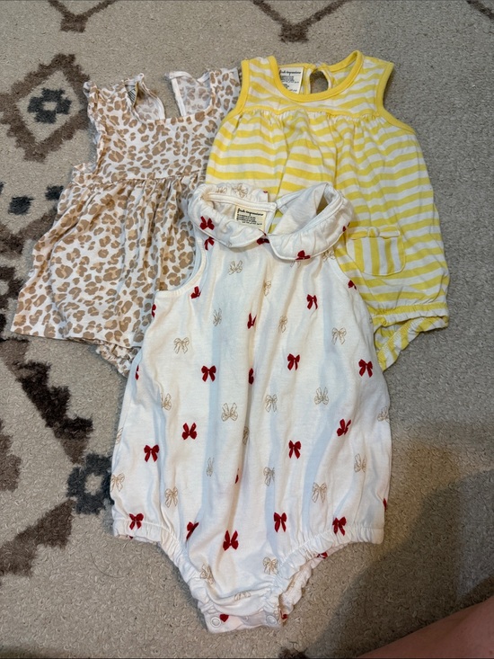 First Impressions Other - First Impressions White Bodysuit with Red and Tan Bow Accents